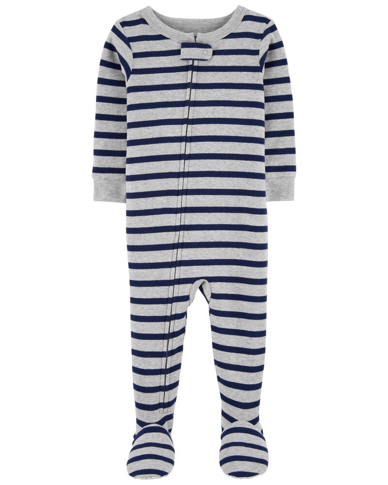 Baby 1-Piece Striped Snug Fit Cotton Footie Pajamas, image 1 of 2 slides