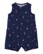 Baby 4th Of July Button-Down Romper, image 1 of 4 slides