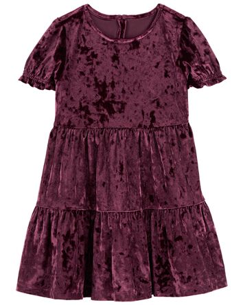 Toddler Velour Puff Sleeve Dress, 