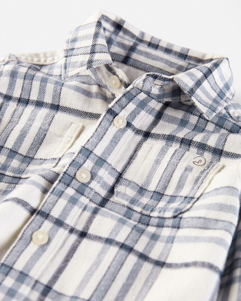 Baby Organic Cotton Cozy Flannel Button-Front Shirt, image 2 of 4 slides