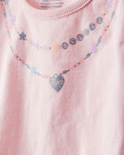 Toddler 2-Piece Necklace Printed Tee & Rainbow Skirt Set - Pink, image 3 of 6 slides