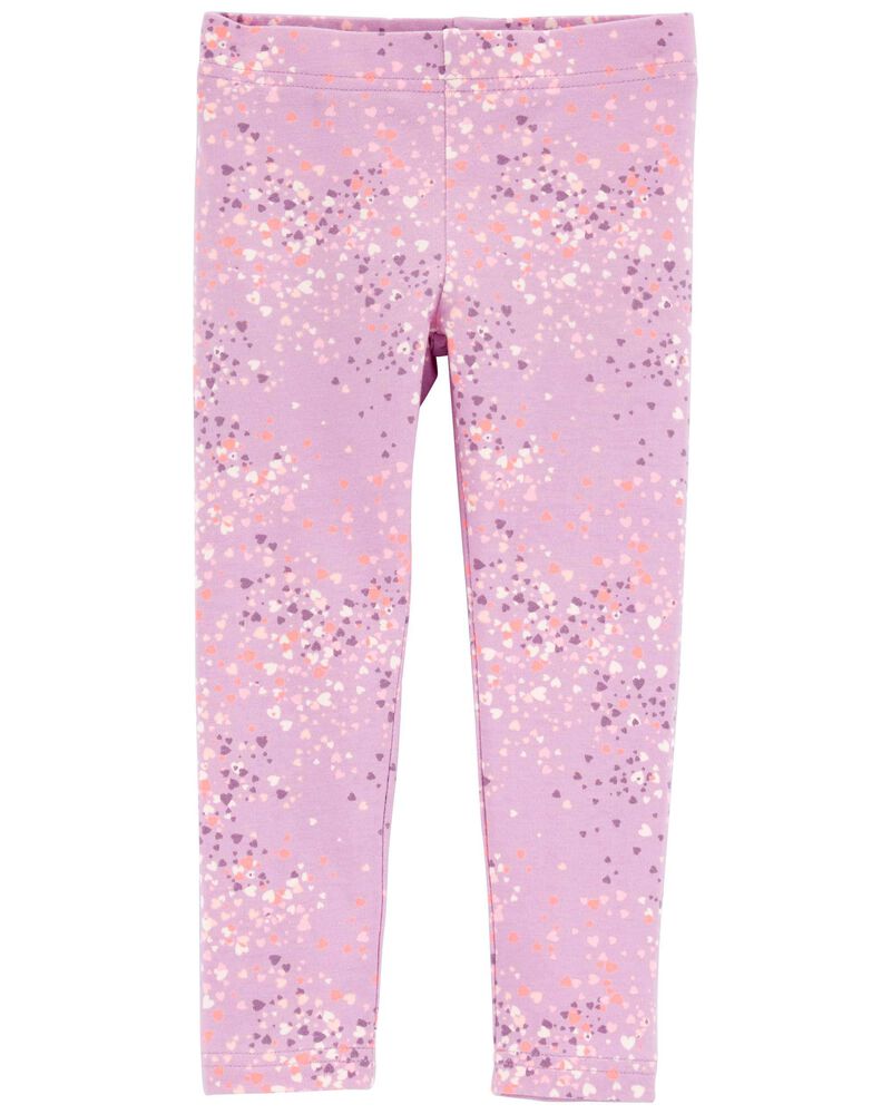 Toddler Heart Print Stretch Leggings, image 1 of 2 slides