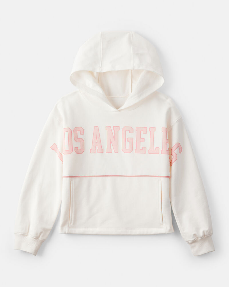 Girls Los Angeles Cotton Long-Sleeve Hoodie - Cream, image 1 of 4 slides
