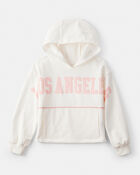Girls Los Angeles Cotton Long-Sleeve Hoodie - Cream, image 1 of 4 slides