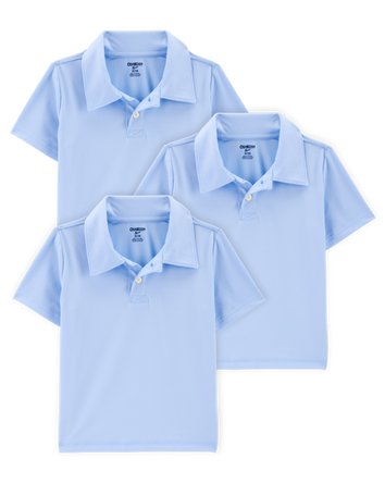 Toddler 3-Pack Active Uniform Polo Shirts in Moisture Wicking BeCool™ Fabric - Blue, 