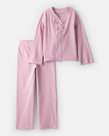 Girls 2-Piece Long-Sleeve Tee & Pant Set - Pink, 