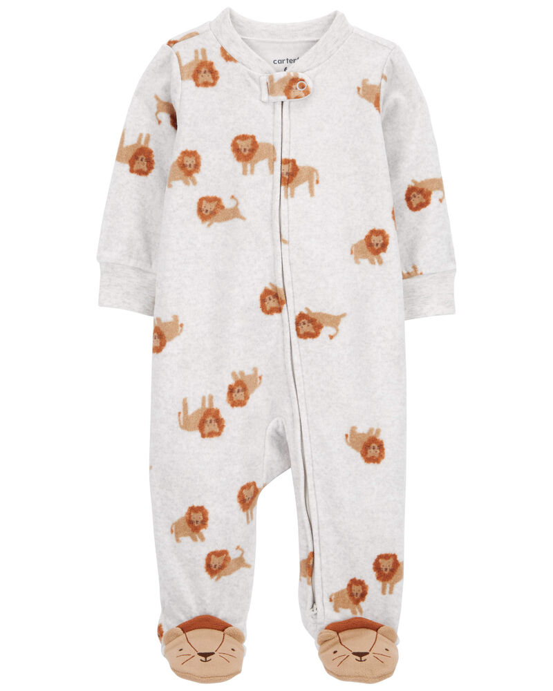 Baby Lion Fleece Zip-Up Footie Sleep & Play Pajamas, image 1 of 6 slides