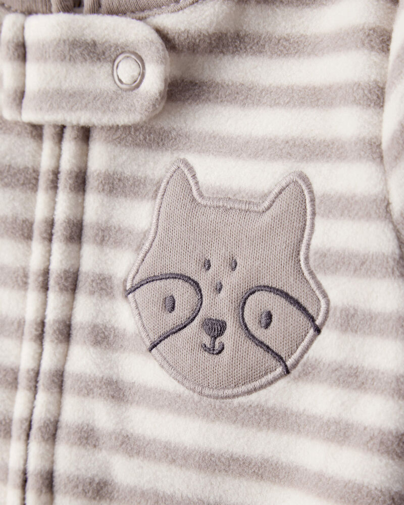 Baby Boy Fox Striped Loose Fit Long-Sleeve Sleep & Play Pajamas - Brown, image 2 of 5 slides