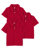Toddler 3-Pack Active Uniform Polo Shirts in Moisture Wicking BeCool™ Fabric - Red, image 1 of 3 slides