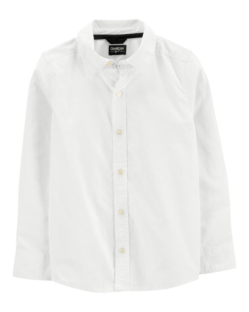 Kid Long Sleeve Button-Front Uniform Shirt, image 1 of 3 slides