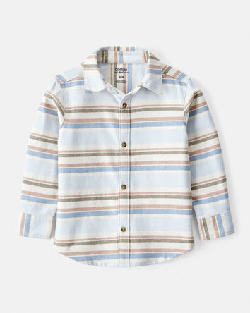 Toddler Boy Striped Cotton Long-Sleeve Button-Down Shirt, 