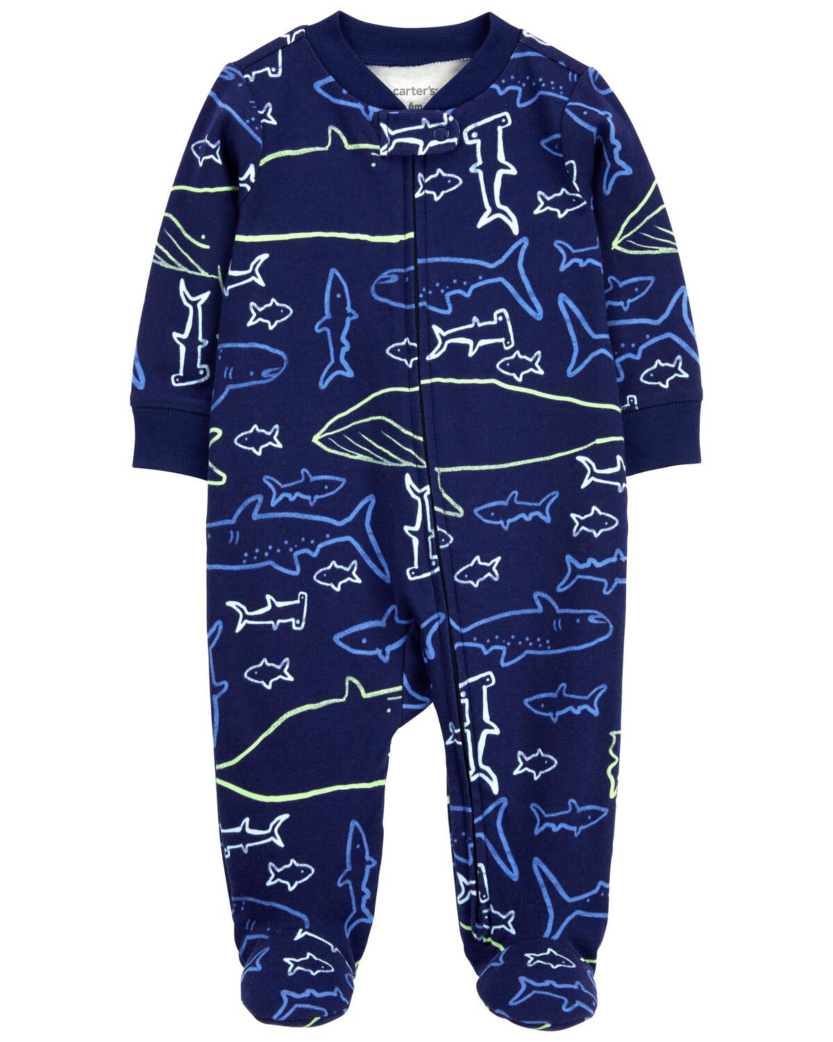 Baby 2-Way Zip Whale Cotton Sleep & Play Pajamas