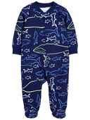 Navy - Baby 2-Way Zip Whale Cotton Sleep & Play Pajamas