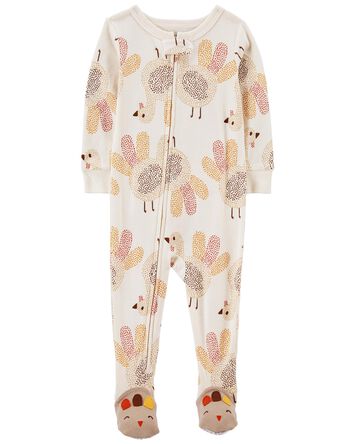 Toddler 1-Piece Thanksgiving 100% Snug Fit Cotton Footie Pajamas, 