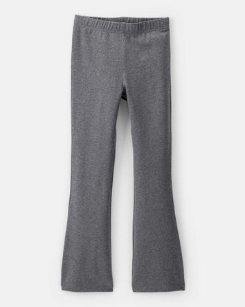Kid Solid Cotton Flare Stretch Leggings - Grey, 