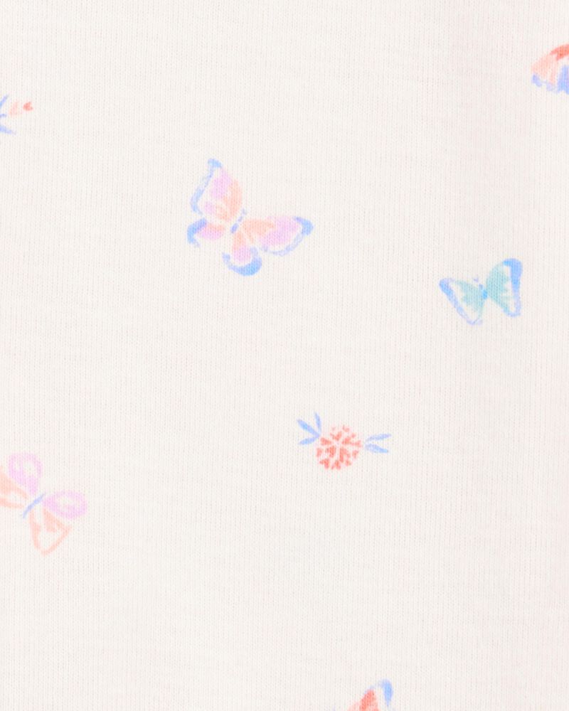 Baby 1-Piece Butterfly 100% Snug Fit Cotton Romper Pajamas - Ivory, image 2 of 3 slides