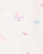Baby 1-Piece Butterfly 100% Snug Fit Cotton Romper Pajamas - Ivory, image 2 of 3 slides