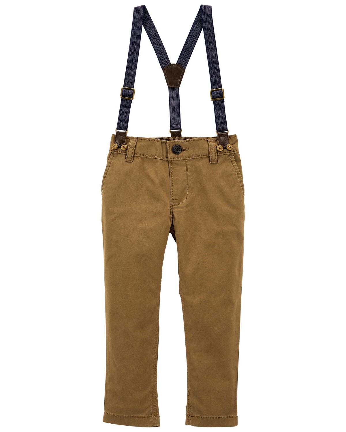 Khaki Baby Stretch Twill Suspender Pants