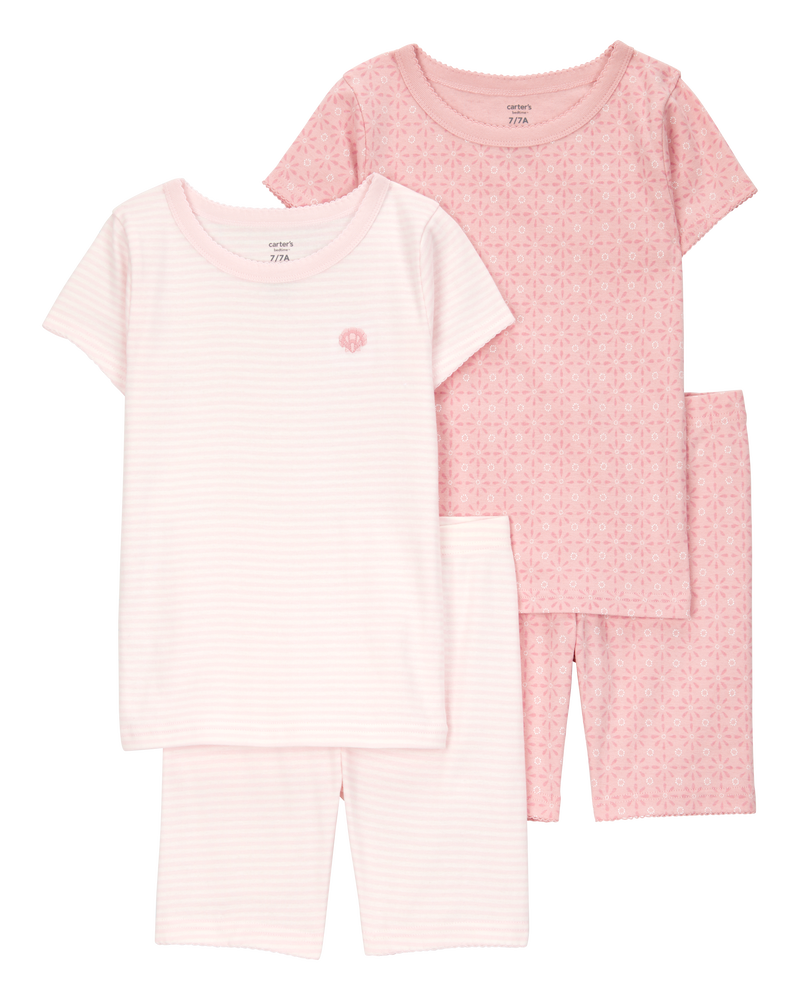 Kid Shell Print Snug Fit Cotton 4-Piece Pajamas, image 1 of 5 slides