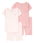 Kid Shell Print Snug Fit Cotton 4-Piece Pajamas, image 1 of 5 slides