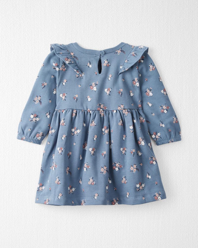 Baby Long-Sleeve Ruffle Dress Made with Organic Cotton in Floral Print, image 2 of 6 slides