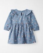 Baby Long-Sleeve Ruffle Dress Made with Organic Cotton in Floral Print, image 2 of 6 slides