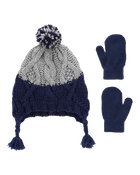 Toddler 2-Pack Pom Hat & Mittens Set, image 1 of 3 slides