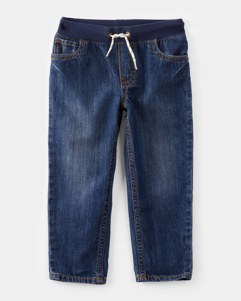 Toddler Pull-On Denim Pants - Blue, image 1 of 4 slides