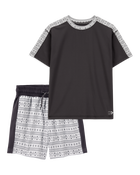 Kid 2-Piece Active Tee & Shorts Set - Black/Grey, image 1 of 7 slides