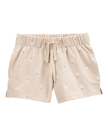 Kid Floral Pull-On French Terry Shorts - Brown, 