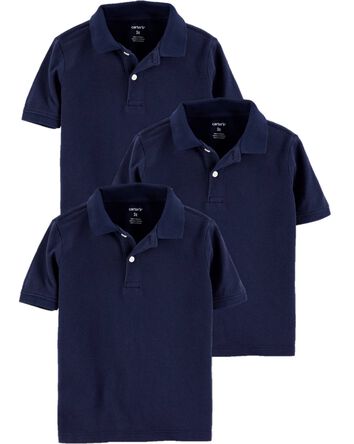 Toddler 3-Pack Pique Cotton Uniform Polos, 