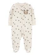 Baby Paw Print 2-Way Zip Cotton Sleep & Play Pajamas, image 1 of 4 slides