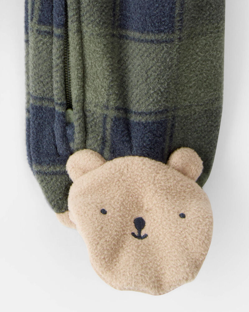 Baby Boy Bear Plaid Print Loose Fit Long-Sleeve Sleep & Play Pajamas - Green, image 3 of 4 slides