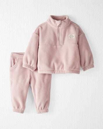 Baby Girl 2-Piece Recycled Microfleece Set, 
