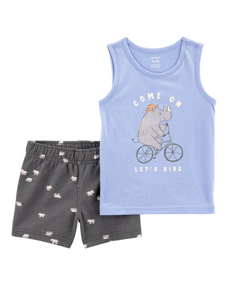 Toddler 2-Piece Rhino Tank & Pull-On Short Set, image 1 of 3 slides
