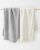 Baby Organic Cotton Signature Stitch Blanket in Cream, image 3 of 5 slides