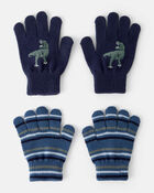 Boys 2-Pack Dinosaur Winter Gloves - Blue, image 1 of 2 slides