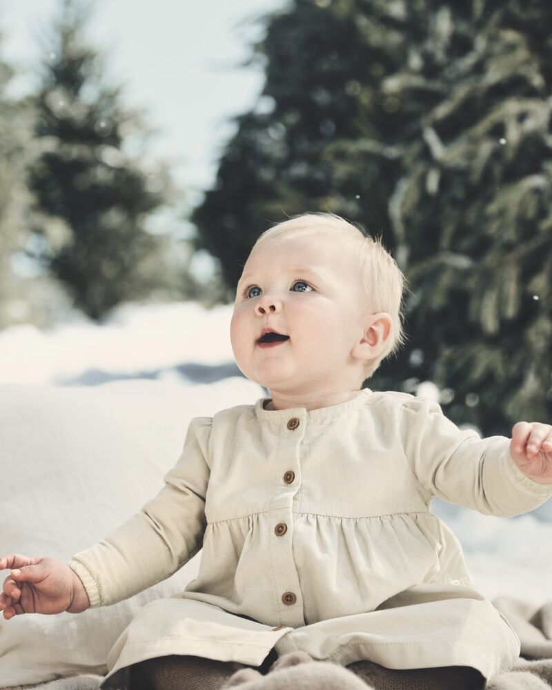 Baby Organic Cotton Corduroy Pocket Dress in Toasted Wheat, image 1 of 6 slides