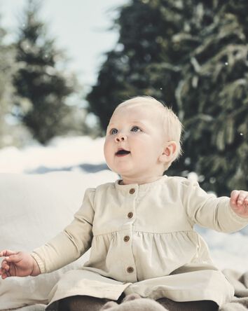 Baby Organic Cotton Corduroy Pocket Dress in Toasted Wheat, 