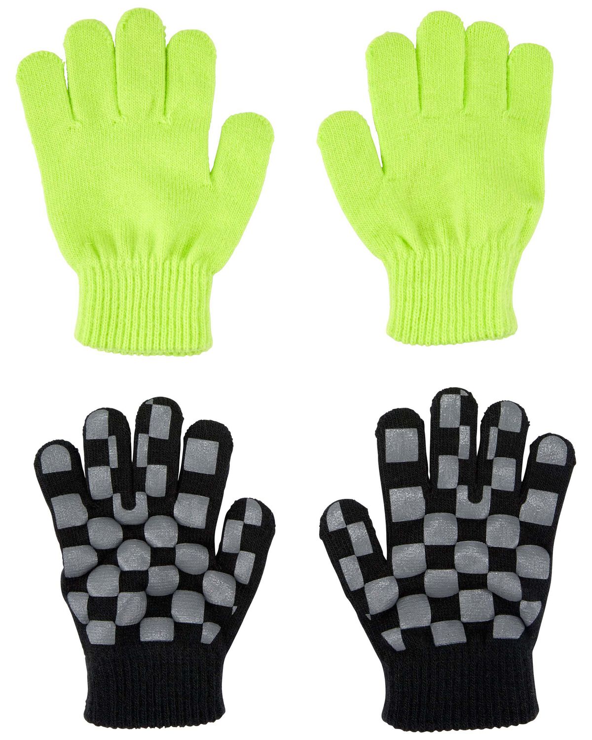 Neon Yellow/Black Kid 2Pack Gripper Gloves
