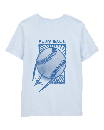 Toddler Baseball-Print Short-Sleeve Graphic Tee - Blue, 