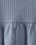 Baby Organic Cotton Ribbed Sweater Knit Dress in Blue, image 4 of 5 slides