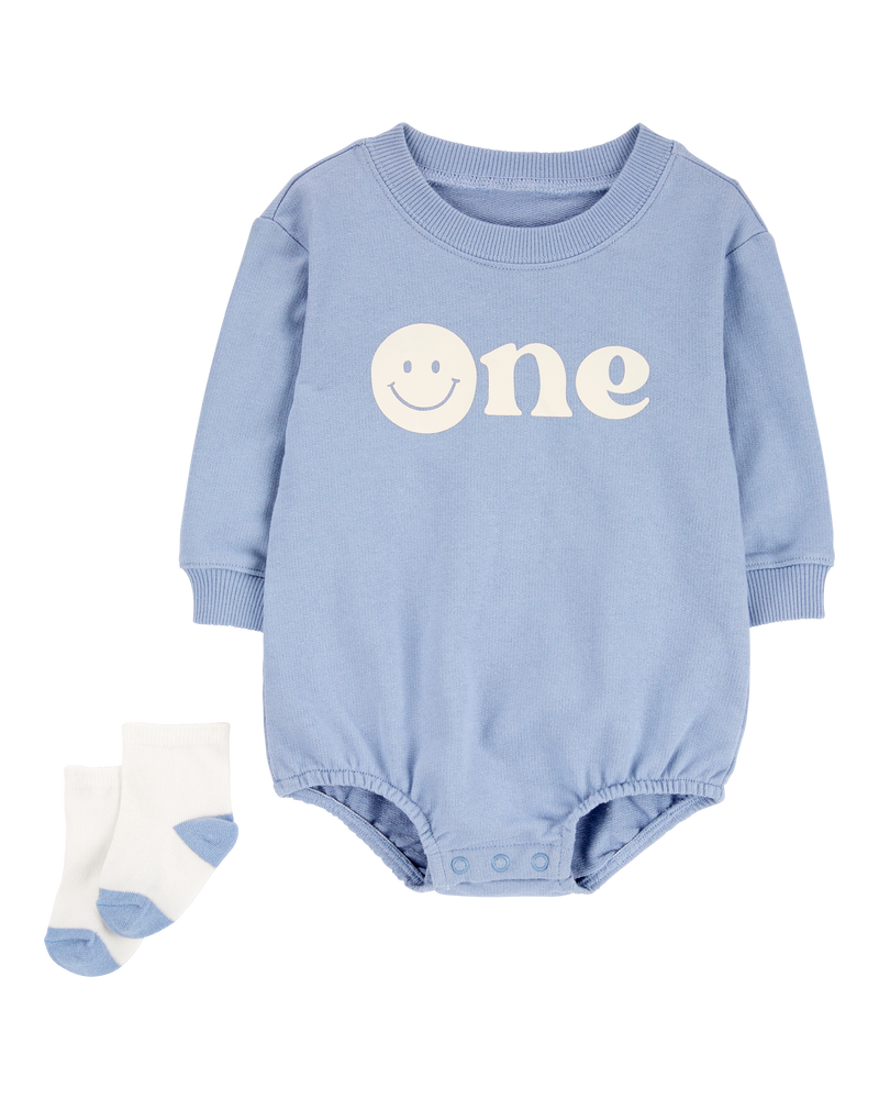Baby 2-Piece Birthday Bubble & Socks Set, image 1 of 3 slides