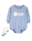 Baby 2-Piece Birthday Bubble & Socks Set, image 1 of 3 slides
