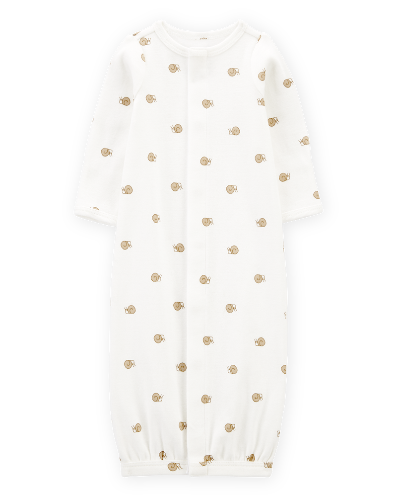 Baby Preemie Snail Cotton Sleeper Gown, image 1 of 6 slides