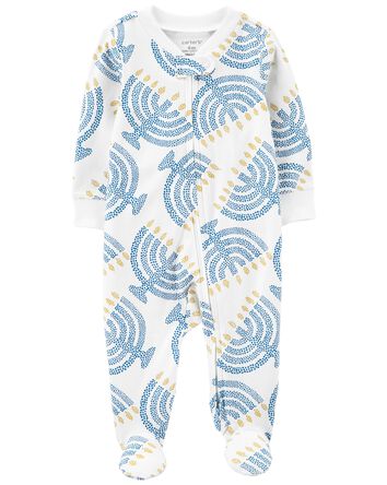 Baby Hanukkah 2-Way Zip Cotton Sleep & Play Pajamas, 