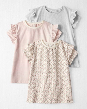 Kid 3-Pack Organic Cotton Flutter Sleeve Tees, 