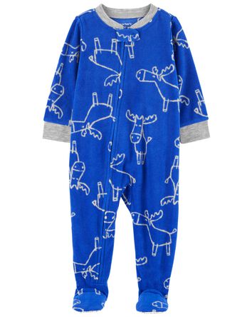 Baby 1-Piece Moose Fleece Footie Pajamas, 