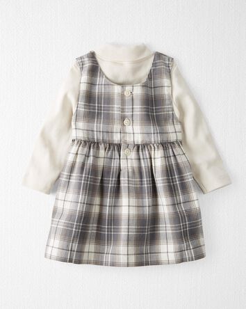 Baby 2-Piece Organic Cotton Herringbone Dress Set in Plaid, 