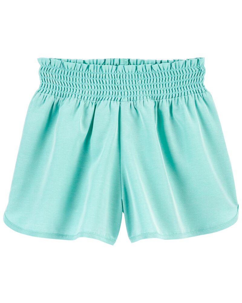 Kid Smocked Shorts in Moisture Wicking Active Fabric, image 1 of 2 slides